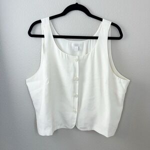 EUC Women's XXL Cream Button Down Top Vest Sleeveless
